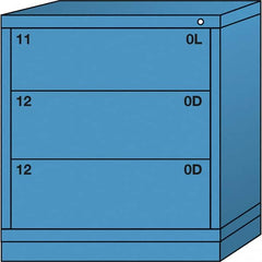 Lyon - 3 Drawer, Standard Bench Height - Multiple Drawer Access Cabinet - Steel, 30" Wide x 28-1/4" Deep x 33-1/4" High, Wedgewood Blue - Exact Tooling
