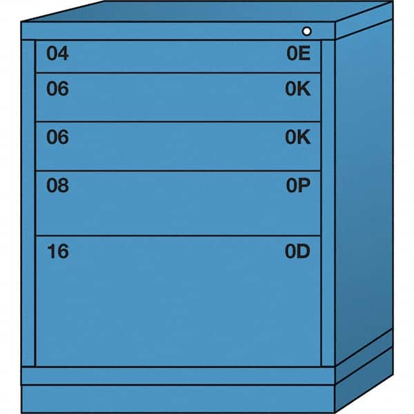 Lyon - 5 Drawer, Standard Mid-Range - Single Drawer Access Cabinet - Steel, 30" Wide x 28-1/4" Deep x 37-15/79" High, Wedgewood Blue - Exact Tooling
