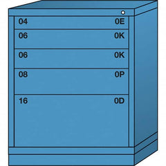 Lyon - 5 Drawer, Standard Mid-Range - Single Drawer Access Cabinet - Steel, 30" Wide x 28-1/4" Deep x 37-15/79" High, Wedgewood Blue - Exact Tooling