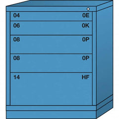 Lyon - 5 Drawer, Standard Mid-Range - Single Drawer Access Cabinet - Steel, 30" Wide x 28-1/4" Deep x 37-15/79" High, Wedgewood Blue - Exact Tooling