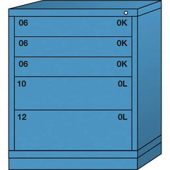 Lyon - 5 Drawer, Standard Mid-Range - Multiple Drawer Access Cabinet - Steel, 30" Wide x 28-1/4" Deep x 37-15/79" High, Wedgewood Blue - Exact Tooling