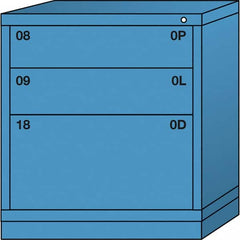 Lyon - 3 Drawer, Standard Bench Height - Multiple Drawer Access Cabinet - Steel, 30" Wide x 28-1/4" Deep x 33-1/4" High, Wedgewood Blue - Exact Tooling