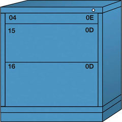 Lyon - 3 Drawer, Standard Bench Height - Single Drawer Access Cabinet - Steel, 30" Wide x 28-1/4" Deep x 33-1/4" High, Wedgewood Blue - Exact Tooling