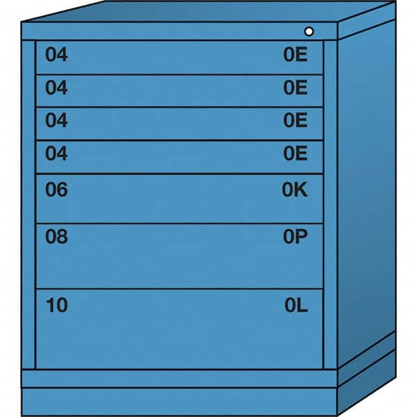 Lyon - 7 Drawer, Standard Mid-Range - Single Drawer Access Cabinet - Steel, 30" Wide x 28-1/4" Deep x 37-15/79" High, Wedgewood Blue - Exact Tooling