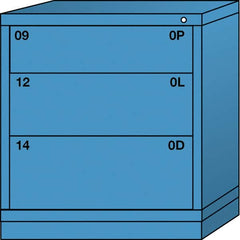 Lyon - 3 Drawer, Standard Bench Height - Multiple Drawer Access Cabinet - Steel, 30" Wide x 28-1/4" Deep x 33-1/4" High, Wedgewood Blue - Exact Tooling