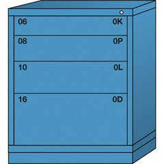 Lyon - 4 Drawer, Standard Mid-Range - Multiple Drawer Access Cabinet - Steel, 30" Wide x 28-1/4" Deep x 37-15/79" High, Wedgewood Blue - Exact Tooling