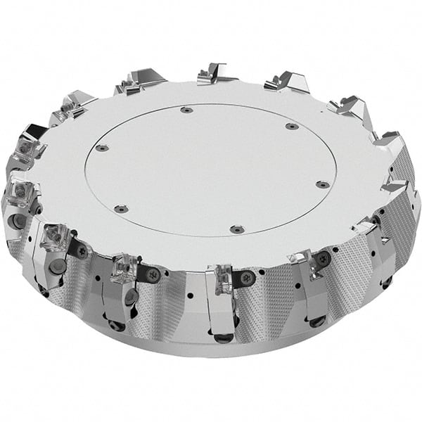 Seco - 250mm Cut Diam, 60mm Arbor Hole, 8mm Max Depth of Cut, 71° Indexable Chamfer & Angle Face Mill - 14 Inserts, SN.. Insert, Right Hand Cut, 14 Flutes, Through Coolant, Series R220.56 - Exact Tooling