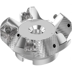 Seco - 63mm Cut Diam, 22mm Arbor Hole, 6mm Max Depth of Cut, 48° Indexable Chamfer & Angle Face Mill - 5 Inserts, SN.. Insert, Right Hand Cut, 5 Flutes, Through Coolant, Series R220.54 - Exact Tooling