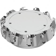 Seco - 8" Cut Diam, 2-1/2" Arbor Hole, 0.236" Max Depth of Cut, 48° Indexable Chamfer & Angle Face Mill - 11 Inserts, SN.. Insert, Right Hand Cut, 11 Flutes, Through Coolant, Series R220.54 - Exact Tooling