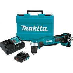 Makita - 12 Volt 3/8" Chuck Right Angle Handle Cordless Drill - 0-1100 RPM, Keyless Chuck, Reversible, 2 Lithium-Ion Batteries Included - Exact Tooling