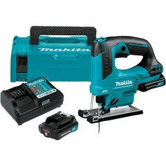 Makita - 12 Volt, 3,000 SPM, 7/8" Stroke Length, Lithium-Ion Cordless Jigsaw - 90° Cutting Angle, Series 12V MAX Battery Included - Exact Tooling