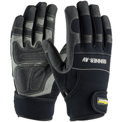 ‎120-4400/XXL Gloves /Liners - Gunner AV - Padded Synthetic PVC/ Black Palm - Spandex Back - Wrist Strap - Exact Tooling