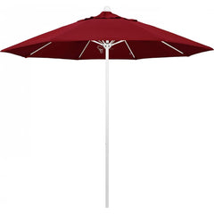 California Umbrella - Patio Umbrellas; Umbrella Diameter (Inch): 108 ; Height (Feet): 8.583 ; Fabric Color: Red ; Base Included: No ; Frame Material: Aluminum ; Frame Color: White - Exact Tooling