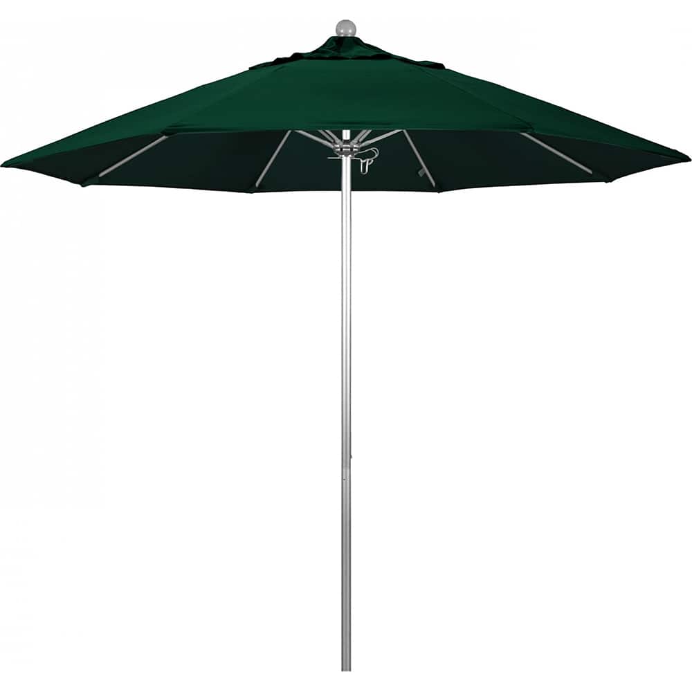California Umbrella - Patio Umbrellas; Umbrella Diameter (Inch): 108 ; Height (Feet): 8.583 ; Fabric Color: Hunter Green ; Base Included: No ; Frame Material: Aluminum ; Frame Color: Silver - Exact Tooling