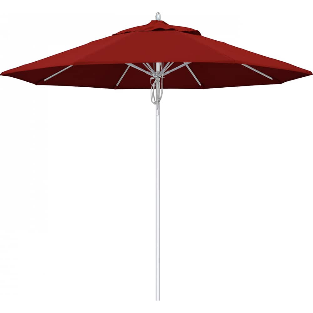California Umbrella - Patio Umbrellas; Umbrella Diameter (Inch): 108 ; Height (Feet): 8.666 ; Fabric Color: Red ; Base Included: No ; Frame Material: Aluminum ; Frame Color: Silver - Exact Tooling