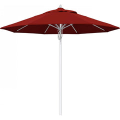 California Umbrella - Patio Umbrellas; Umbrella Diameter (Inch): 108 ; Height (Feet): 8.666 ; Fabric Color: Red ; Base Included: No ; Frame Material: Aluminum ; Frame Color: Silver - Exact Tooling