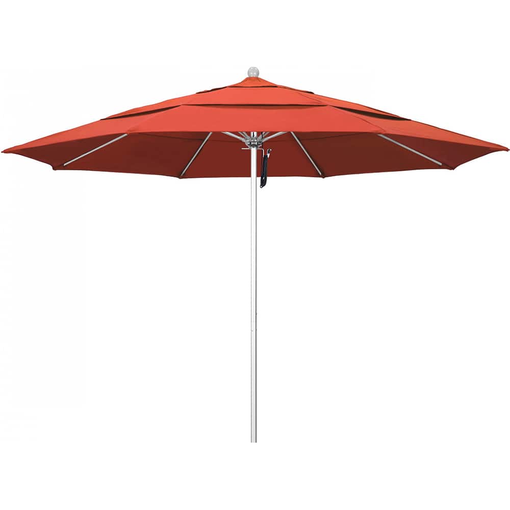 California Umbrella - Patio Umbrellas; Umbrella Diameter (Inch): 132 ; Height (Feet): 8.916 ; Fabric Color: Sunset ; Base Included: No ; Frame Material: Aluminum ; Frame Color: Silver - Exact Tooling