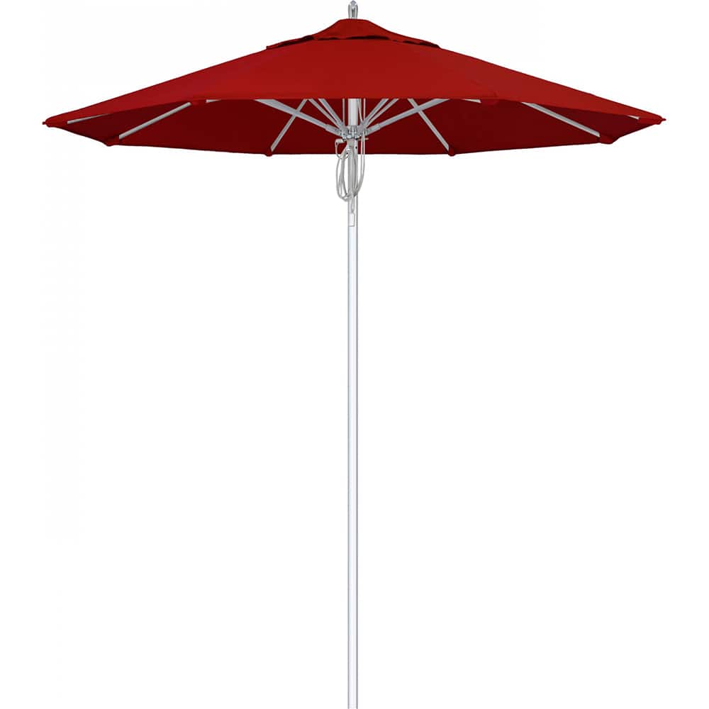 California Umbrella - Patio Umbrellas; Umbrella Diameter (Inch): 90 ; Height (Feet): 8.666 ; Fabric Color: Red ; Base Included: No ; Frame Material: Aluminum ; Frame Color: Silver - Exact Tooling