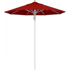 California Umbrella - Patio Umbrellas; Umbrella Diameter (Inch): 90 ; Height (Feet): 8.666 ; Fabric Color: Red ; Base Included: No ; Frame Material: Aluminum ; Frame Color: Silver - Exact Tooling