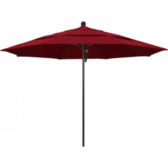 California Umbrella - Patio Umbrellas; Umbrella Diameter (Inch): 132 ; Height (Feet): 8.916 ; Fabric Color: Red ; Base Included: No ; Frame Material: Aluminum ; Frame Color: Black - Exact Tooling
