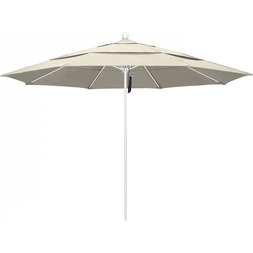 California Umbrella - Patio Umbrellas; Umbrella Diameter (Inch): 132 ; Height (Feet): 8.916 ; Fabric Color: Beige ; Base Included: No ; Frame Material: Aluminum ; Frame Color: White - Exact Tooling