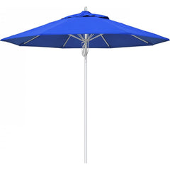 California Umbrella - Patio Umbrellas; Umbrella Diameter (Inch): 90 ; Height (Feet): 8.666 ; Fabric Color: Pacific Blue ; Base Included: No ; Frame Material: Aluminum ; Frame Color: Silver - Exact Tooling