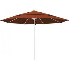 California Umbrella - Patio Umbrellas; Umbrella Diameter (Inch): 132 ; Height (Feet): 8.916 ; Fabric Color: Terracotta ; Base Included: No ; Frame Material: Aluminum ; Frame Color: White - Exact Tooling