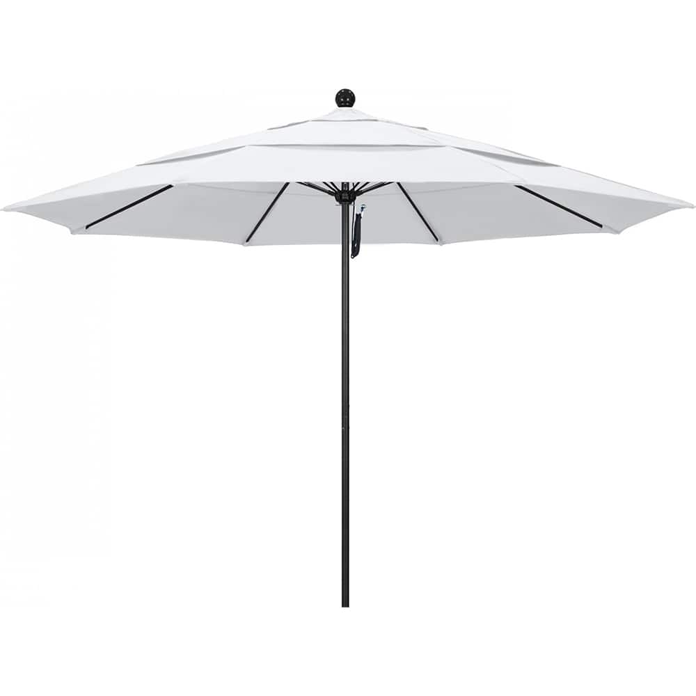 California Umbrella - Patio Umbrellas; Umbrella Diameter (Inch): 132 ; Height (Feet): 8.916 ; Fabric Color: White ; Base Included: No ; Frame Material: Aluminum ; Frame Color: Black - Exact Tooling