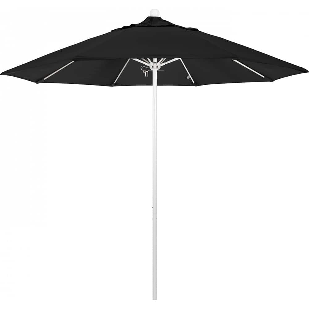 California Umbrella - Patio Umbrellas; Umbrella Diameter (Inch): 108 ; Height (Feet): 8.583 ; Fabric Color: Black ; Base Included: No ; Frame Material: Aluminum ; Frame Color: White - Exact Tooling