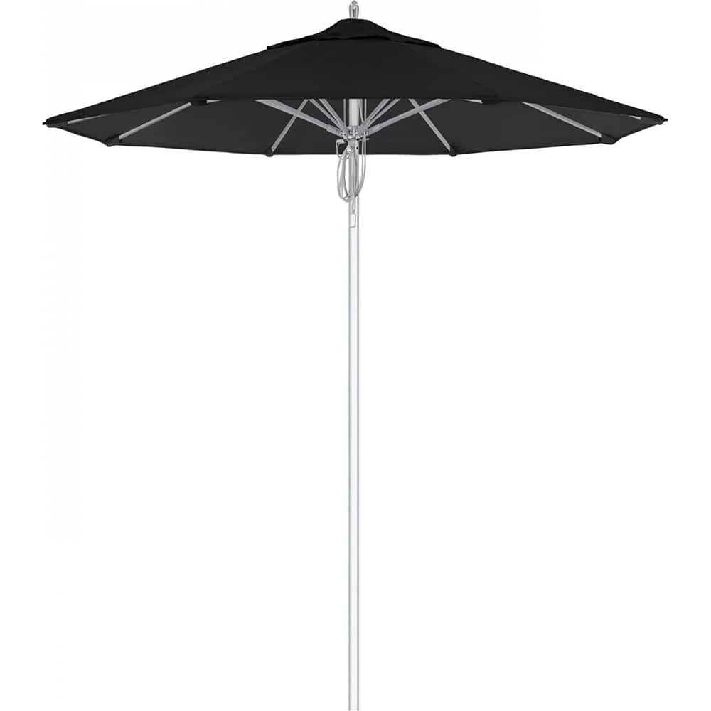 California Umbrella - Patio Umbrellas; Umbrella Diameter (Inch): 90 ; Height (Feet): 8.666 ; Fabric Color: Black ; Base Included: No ; Frame Material: Aluminum ; Frame Color: Silver - Exact Tooling