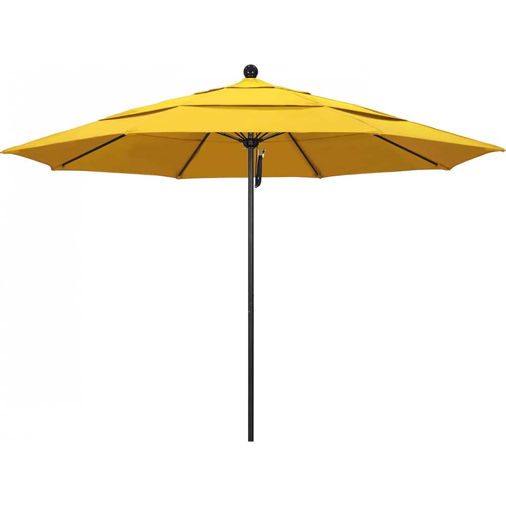California Umbrella - Patio Umbrellas; Umbrella Diameter (Inch): 132 ; Height (Feet): 8.916 ; Fabric Color: Lemon ; Base Included: No ; Frame Material: Aluminum ; Frame Color: Black - Exact Tooling