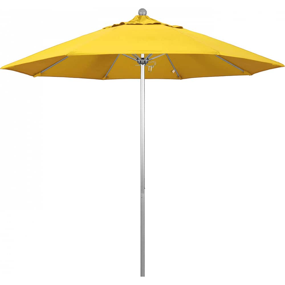 California Umbrella - Patio Umbrellas; Umbrella Diameter (Inch): 108 ; Height (Feet): 8.583 ; Fabric Color: Lemon ; Base Included: No ; Frame Material: Aluminum ; Frame Color: Silver - Exact Tooling