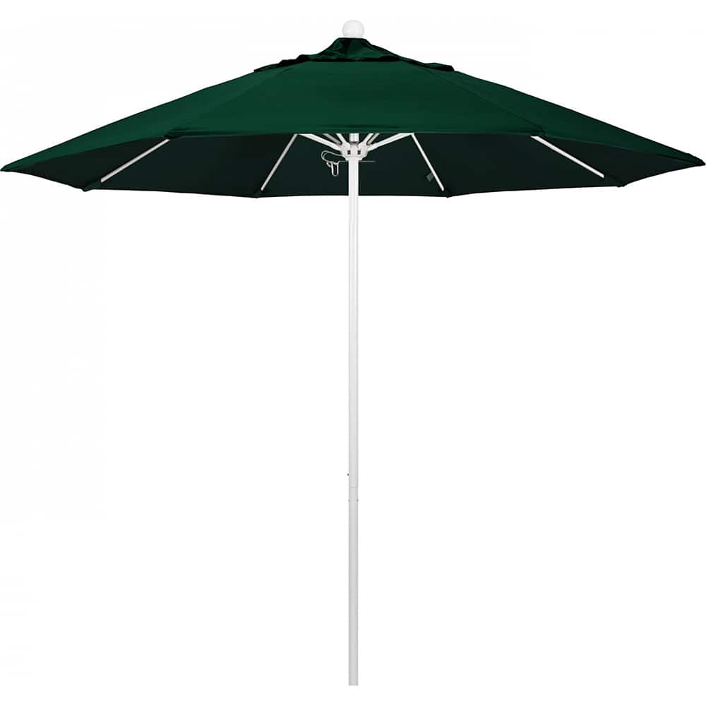 California Umbrella - Patio Umbrellas; Umbrella Diameter (Inch): 108 ; Height (Feet): 8.583 ; Fabric Color: Hunter Green ; Base Included: No ; Frame Material: Aluminum ; Frame Color: White - Exact Tooling