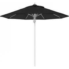 California Umbrella - Patio Umbrellas; Umbrella Diameter (Inch): 108 ; Height (Feet): 8.666 ; Fabric Color: Black ; Base Included: No ; Frame Material: Aluminum ; Frame Color: Silver - Exact Tooling
