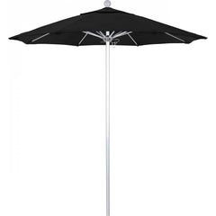 California Umbrella - Patio Umbrellas; Umbrella Diameter (Inch): 90 ; Height (Feet): 8.000 ; Fabric Color: Black ; Base Included: No ; Frame Material: Aluminum ; Frame Color: Silver - Exact Tooling