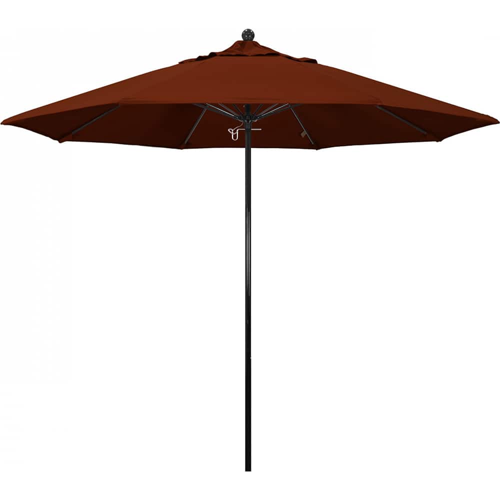 California Umbrella - Patio Umbrellas; Umbrella Diameter (Inch): 108 ; Height (Feet): 8.750 ; Fabric Color: Brick ; Base Included: No ; Frame Material: Fiberglass-reinforced Nylon ; Frame Color: Black - Exact Tooling
