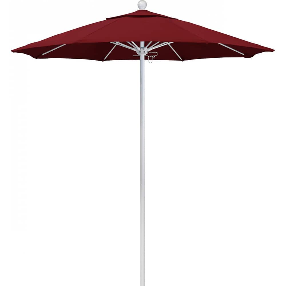 California Umbrella - Patio Umbrellas; Umbrella Diameter (Inch): 90 ; Height (Feet): 8.000 ; Fabric Color: Red ; Base Included: No ; Frame Material: Aluminum ; Frame Color: White - Exact Tooling