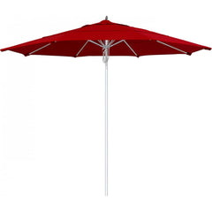 California Umbrella - Patio Umbrellas; Umbrella Diameter (Inch): 132 ; Height (Feet): 8.666 ; Fabric Color: Red ; Base Included: No ; Frame Material: Aluminum ; Frame Color: Silver - Exact Tooling