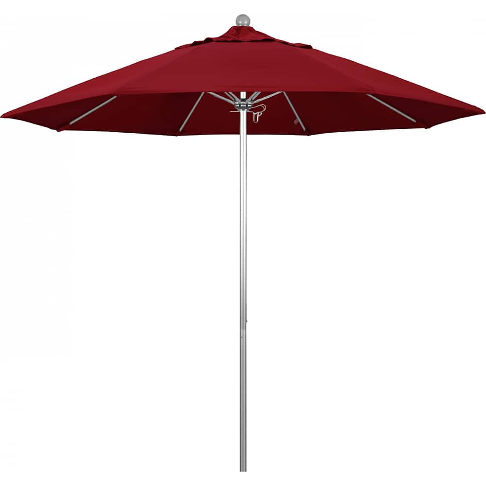 California Umbrella - Patio Umbrellas; Umbrella Diameter (Inch): 108 ; Height (Feet): 8.583 ; Fabric Color: Red ; Base Included: No ; Frame Material: Aluminum ; Frame Color: Silver - Exact Tooling