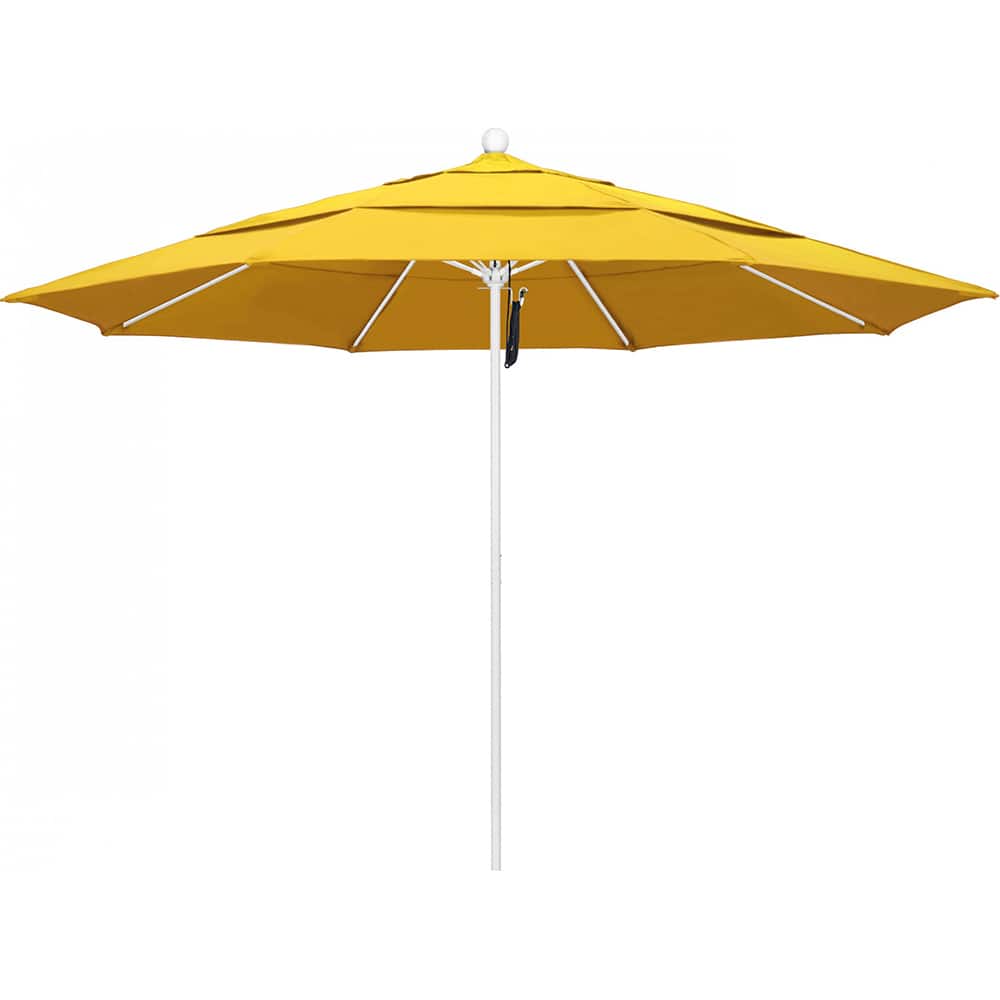 California Umbrella - Patio Umbrellas; Umbrella Diameter (Inch): 132 ; Height (Feet): 8.916 ; Fabric Color: Lemon ; Base Included: No ; Frame Material: Aluminum ; Frame Color: White - Exact Tooling