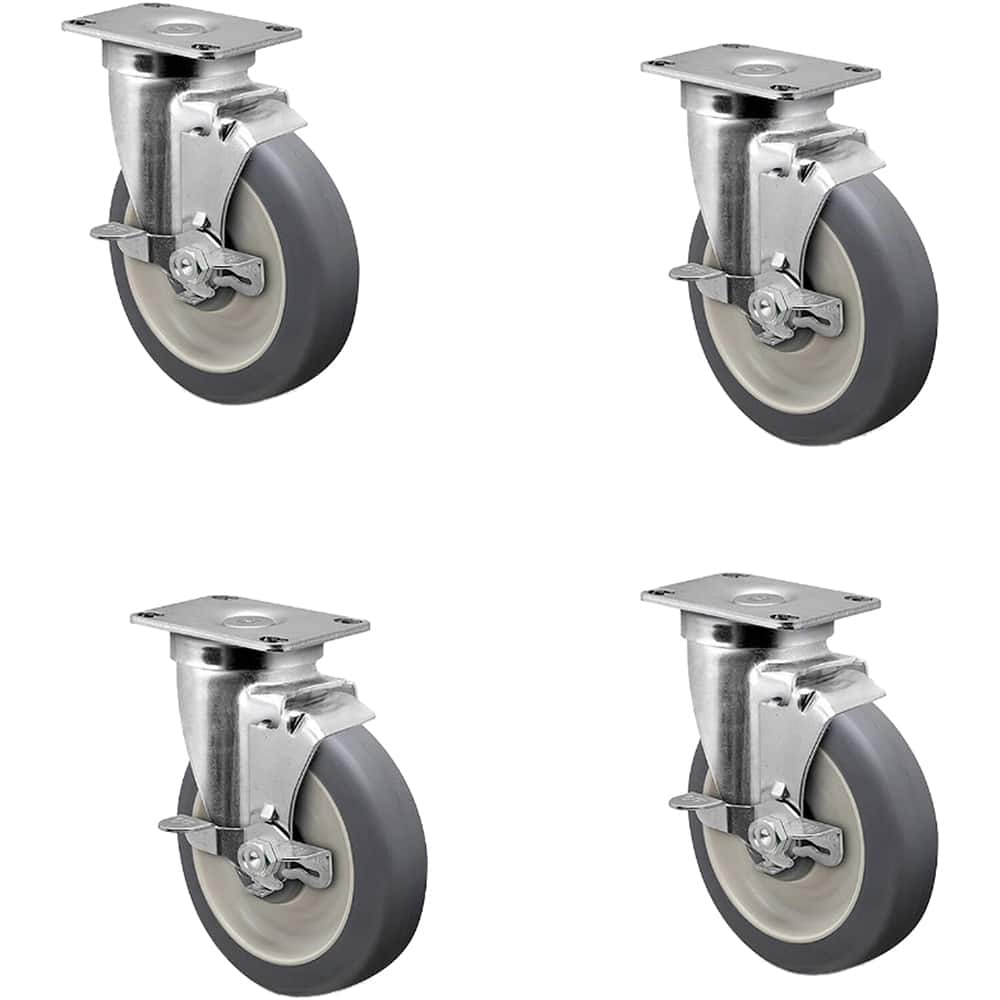 Linco - Standard Casters; Mount: Top Plate ; Style: Swivel ; Wheel Diameter: 5 (Inch); Wheel Width: 1-1/4 (Inch); Overall Height (Inch): 6-1/4 ; Load Capacity (Lb.): 1200.000 - Exact Tooling