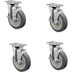 Linco - Standard Casters; Mount: Top Plate ; Style: Swivel ; Wheel Diameter: 5 (Inch); Wheel Width: 1-1/4 (Inch); Overall Height (Inch): 6-1/4 ; Load Capacity (Lb.): 1200.000 - Exact Tooling