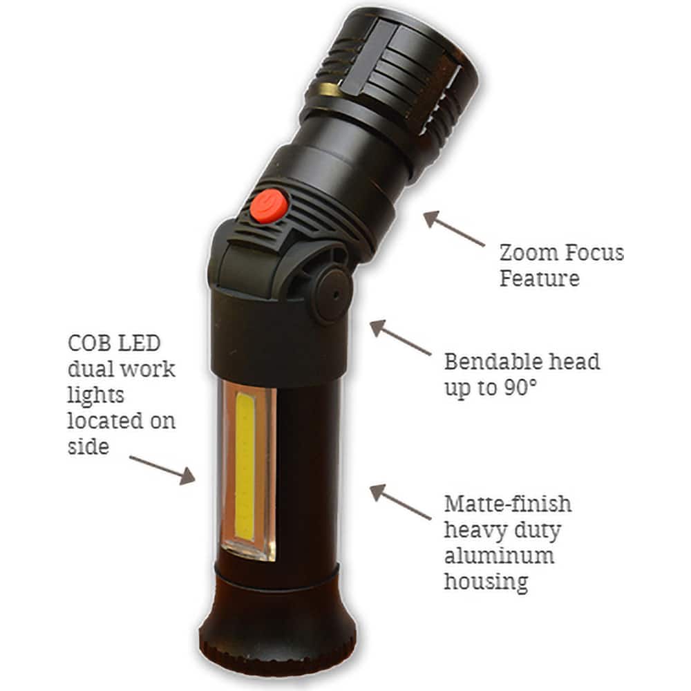 GoGreen Power - Flashlights; Type: Industrial/Tactical ; Bulb Type: LED ; Battery Size: AAA ; Rechargeable: Disposable ; Body Color: Black ; Complete Light Output (Lumens): 300 - Exact Tooling