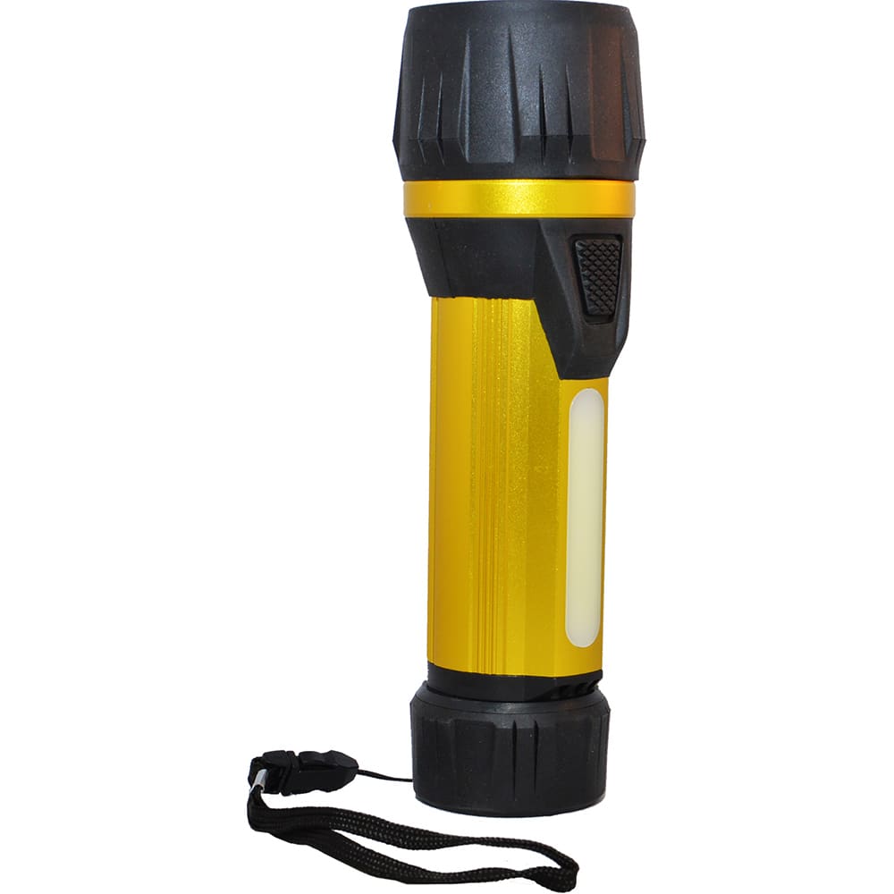 GoGreen Power - Flashlights; Type: Industrial/Tactical ; Bulb Type: LED ; Battery Size: D ; Rechargeable: Disposable ; Body Color: Yellow ; Complete Light Output (Lumens): 300 - Exact Tooling