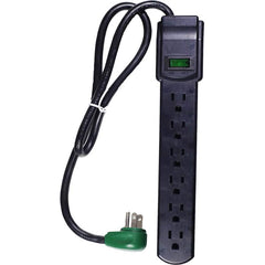 GoGreen Power - Power Outlet Strips; Amperage: 15 ; Voltage: 125 ; Number of Outlets: 6 ; Material: Plastic ; Mounting Type: Floor ; Cord Length (Feet): 6 - Exact Tooling
