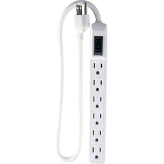GoGreen Power - Power Outlet Strips; Amperage: 15 ; Voltage: 125 ; Number of Outlets: 6 ; Material: Plastic ; Mounting Type: Floor ; Cord Length (Feet): 2.5 - Exact Tooling