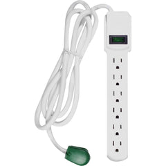 GoGreen Power - Power Outlet Strips; Amperage: 15 ; Voltage: 125 ; Number of Outlets: 6 ; Material: Plastic ; Mounting Type: Floor ; Cord Length (Feet): 6 - Exact Tooling