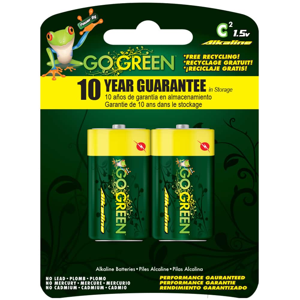 GoGreen Power - Batteries; Type: Standard ; Battery Size: C ; Battery Chemistry: Alkaline ; Voltage: 120 ; Rechargeable: No ; Terminal Style: Button Tab - Exact Tooling