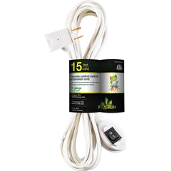 GoGreen Power - Power Cords; Cord Type: Replacement Cord ; Overall Length (Feet): 15 ; Cord Color: White ; Amperage: 13 ; Voltage: 125 ; Wire Gauge/Number of Conductors: 16/2 - Exact Tooling