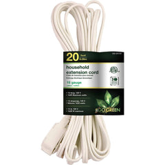 GoGreen Power - Power Cords; Cord Type: Replacement Cord ; Overall Length (Feet): 20 ; Cord Color: White ; Amperage: 13 ; Voltage: 125 ; Wire Gauge/Number of Conductors: 16/2 - Exact Tooling